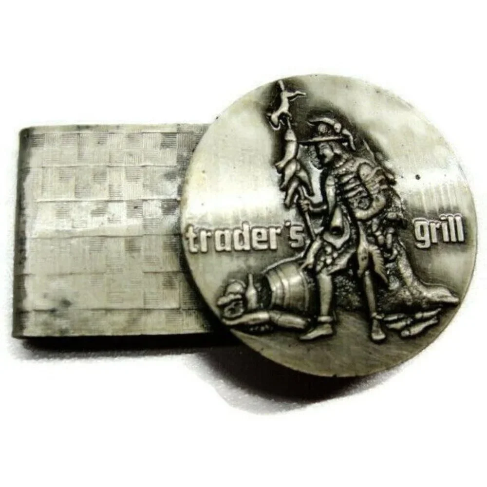 Trader's Grill Money Clip Credit Card Cash ID Holder Silver Tone Advertisement